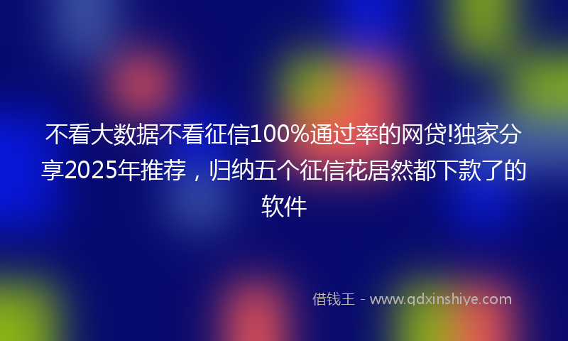不看大数据不看征信100%通过率的网贷!独家分享2025年推荐，归纳五个征信花居然都下款了的软件