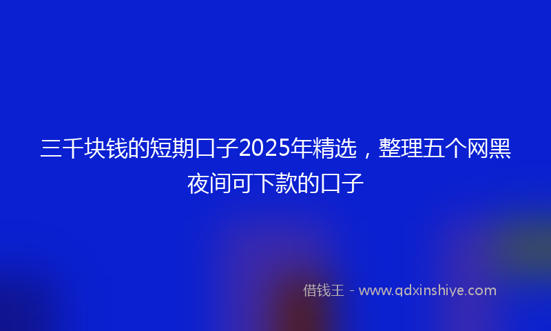 三千块钱的短期口子2025年精选，整理五个网黑夜间可下款的口子