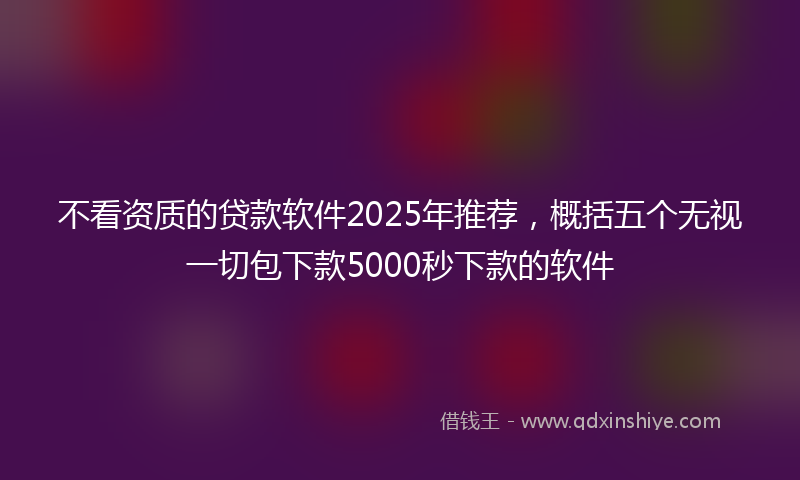 不看资质的贷款软件2025年推荐，概括五个无视一切包下款5000秒下款的软件