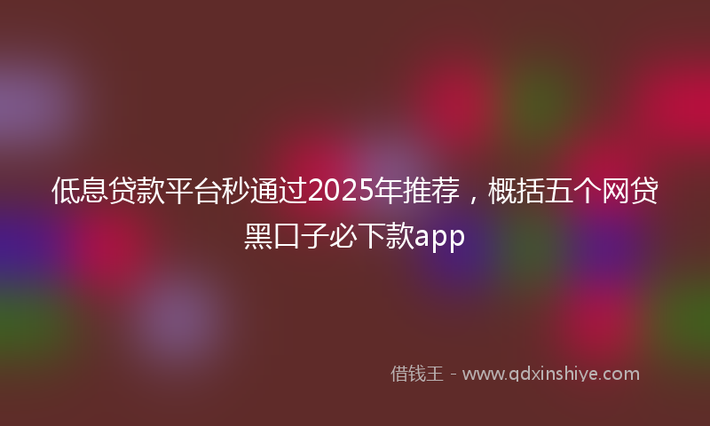 低息贷款平台秒通过2025年推荐，概括五个网贷黑口子必下款app