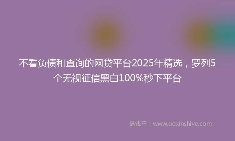 不看负债和查询的网贷平台2025年精选，罗列5个无视征信黑白100%秒下平台