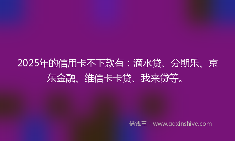 2025年的信用卡不下款有：滴水贷、分期乐、京东金融、维信卡卡贷、我来贷等。