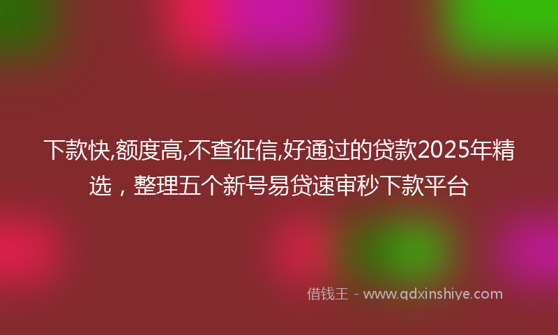 下款快,额度高,不查征信,好通过的贷款2025年精选，整理五个新号易贷速审秒下款平台