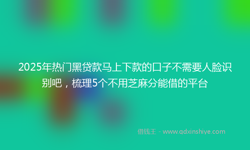 2025年热门黑贷款马上下款的口子不需要人脸识别吧，梳理5个不用芝麻分能借的平台