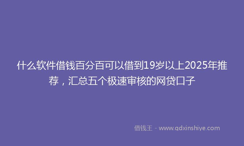 什么软件借钱百分百可以借到19岁以上2025年推荐，汇总五个极速审核的网贷口子