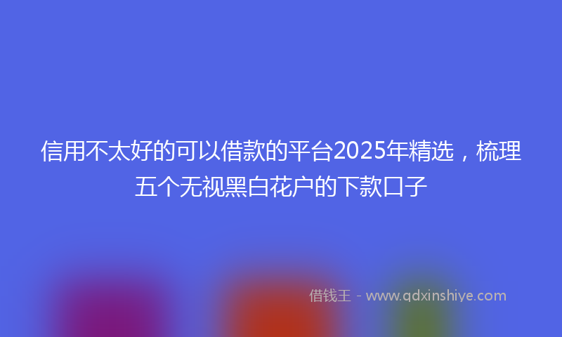 信用不太好的可以借款的平台2025年精选，梳理五个无视黑白花户的下款口子