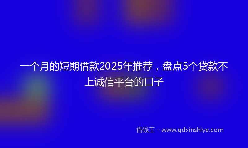 一个月的短期借款2025年推荐，盘点5个贷款不上诚信平台的口子