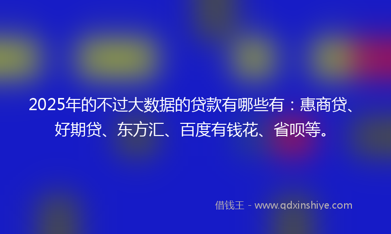 2025年的不过大数据的贷款有哪些有：惠商贷、好期贷、东方汇、百度有钱花、省呗等。