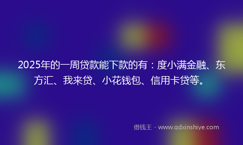 2025年的一周贷款能下款的有：度小满金融、东方汇、我来贷、小花钱包、信用卡贷等。