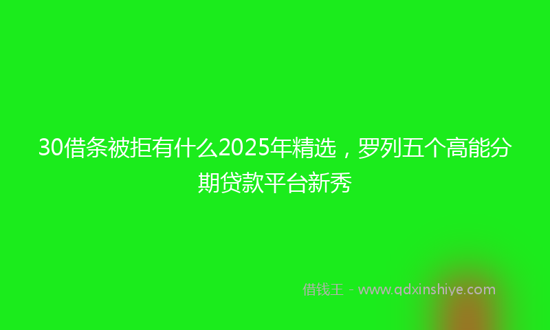 30借条被拒有什么2025年精选，罗列五个高能分期贷款平台新秀