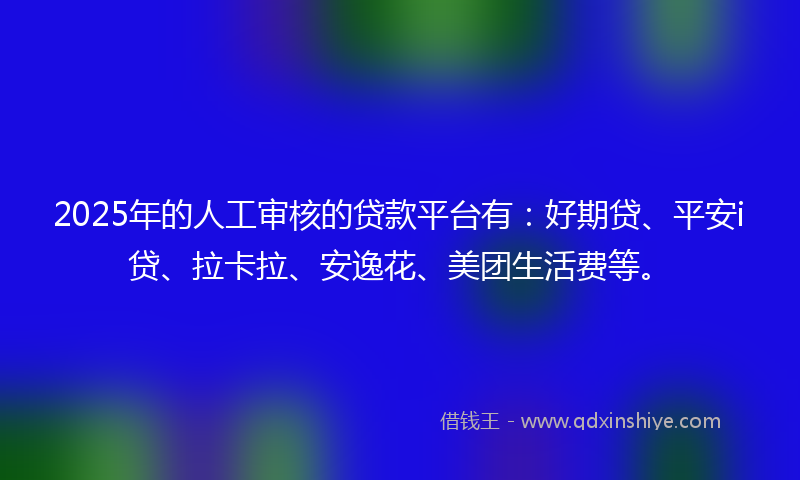 2025年的人工审核的贷款平台有：好期贷、平安i贷、拉卡拉、安逸花、美团生活费等。