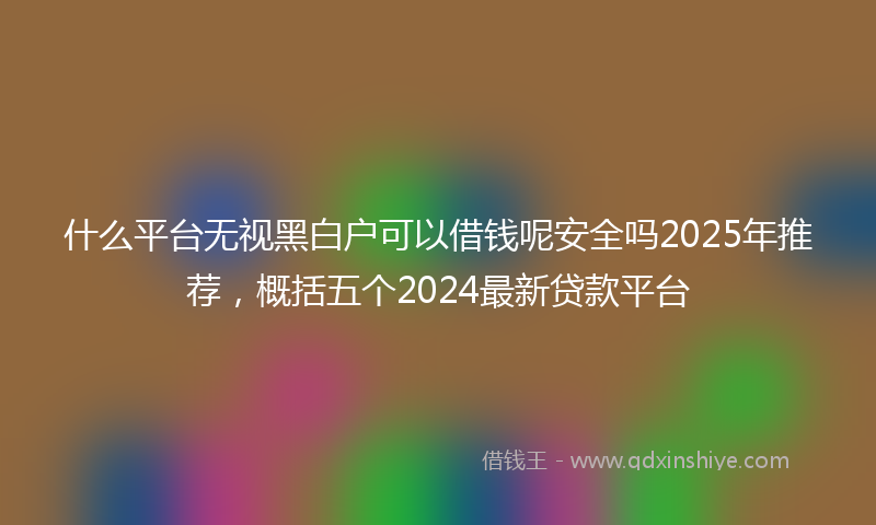 什么平台无视黑白户可以借钱呢安全吗2025年推荐，概括五个2024最新贷款平台