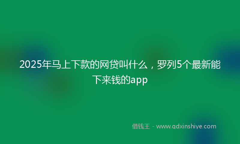 2025年马上下款的网贷叫什么，罗列5个最新能下来钱的app