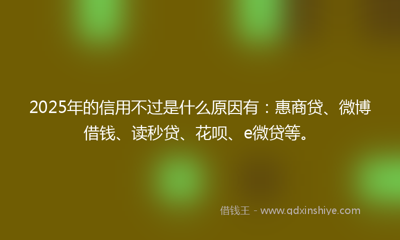 2025年的信用不过是什么原因有：惠商贷、微博借钱、读秒贷、花呗、e微贷等。