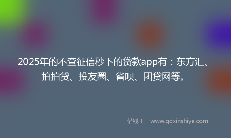 2025年的不查征信秒下的贷款app有：东方汇、拍拍贷、投友圈、省呗、团贷网等。