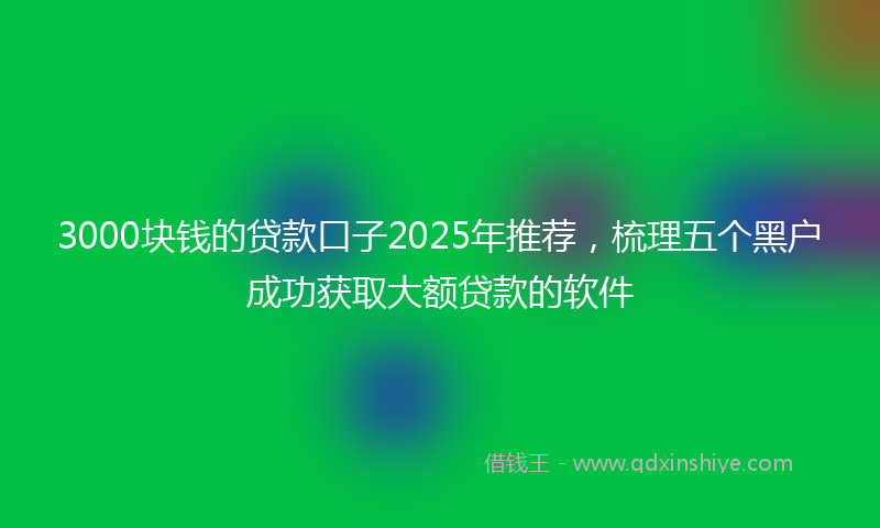 3000块钱的贷款口子2025年推荐，梳理五个黑户成功获取大额贷款的软件