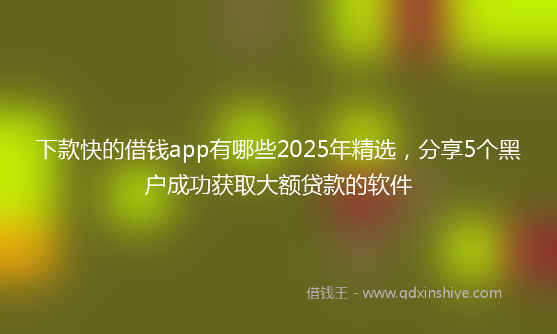 下款快的借钱app有哪些2025年精选，分享5个黑户成功获取大额贷款的软件