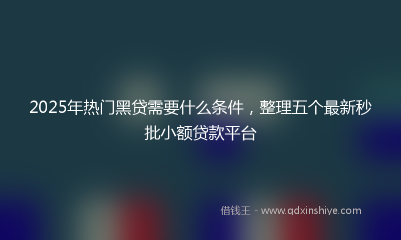 2025年热门黑贷需要什么条件，整理五个最新秒批小额贷款平台