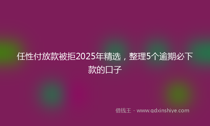 任性付放款被拒2025年精选，整理5个逾期必下款的口子