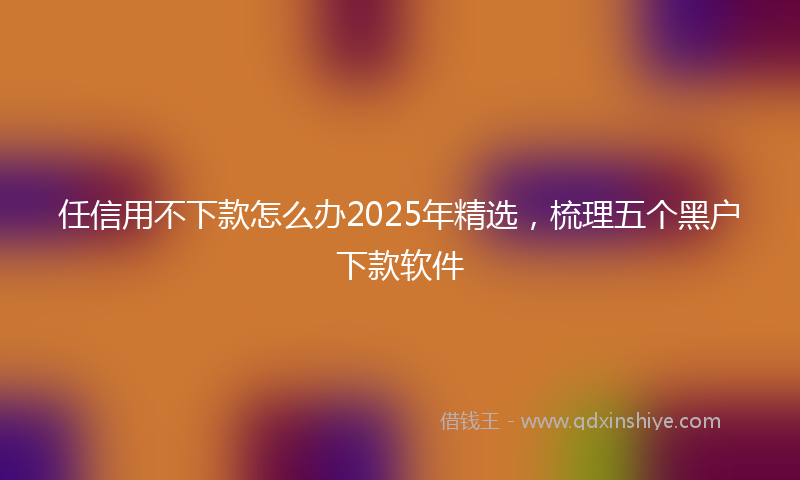 任信用不下款怎么办2025年精选，梳理五个黑户下款软件