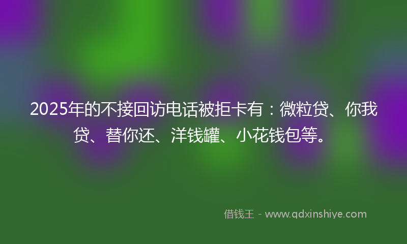 2025年的不接回访电话被拒卡有：微粒贷、你我贷、替你还、洋钱罐、小花钱包等。