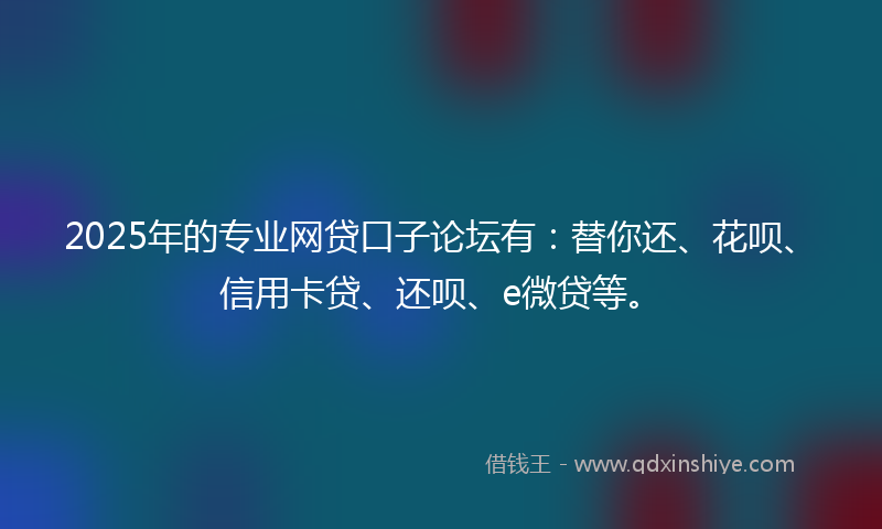 2025年的专业网贷口子论坛有：替你还、花呗、信用卡贷、还呗、e微贷等。
