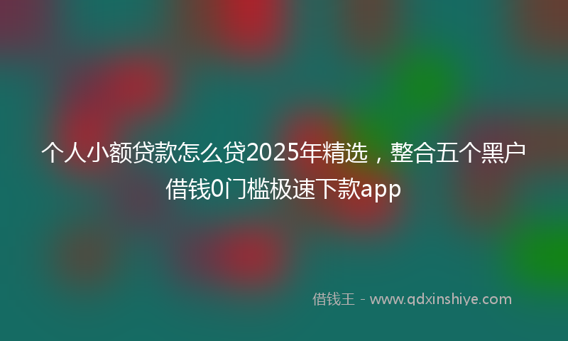 个人小额贷款怎么贷2025年精选，整合五个黑户借钱0门槛极速下款app