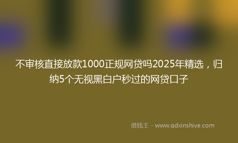 不审核直接放款1000正规网贷吗2025年精选，归纳5个无视黑白户秒过的网贷口子