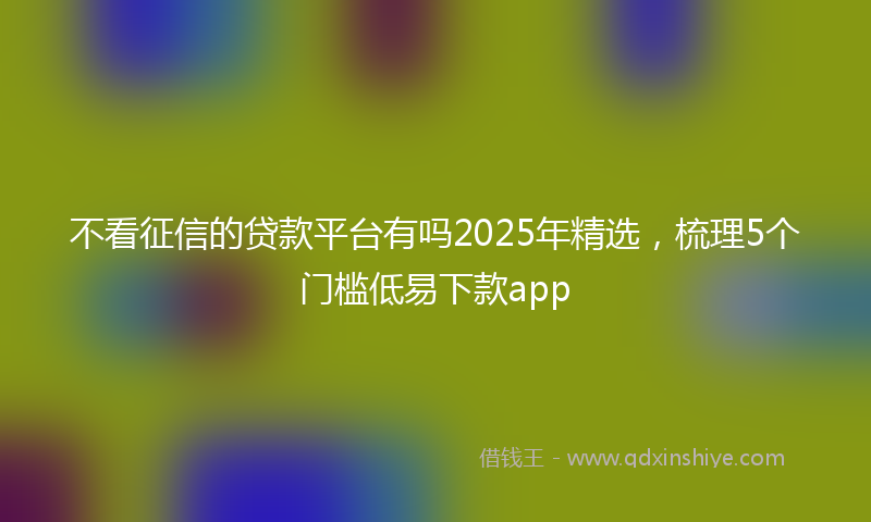 不看征信的贷款平台有吗2025年精选，梳理5个门槛低易下款app
