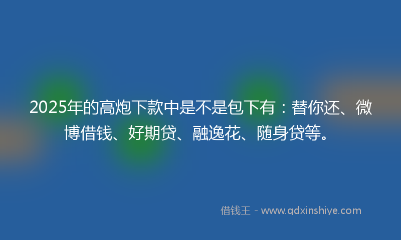 2025年的高炮下款中是不是包下有：替你还、微博借钱、好期贷、融逸花、随身贷等。