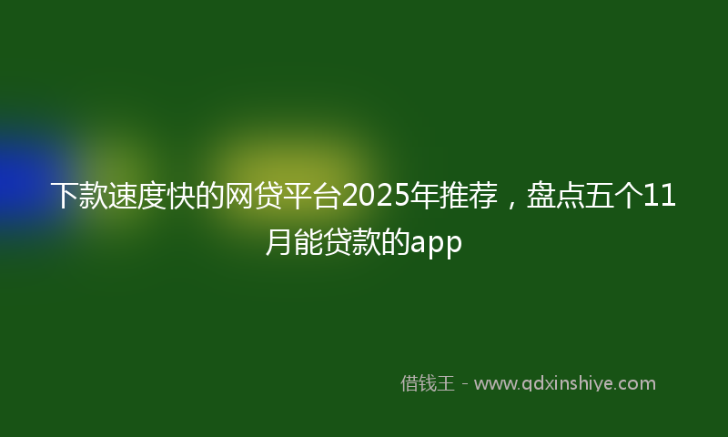下款速度快的网贷平台2025年推荐，盘点五个11月能贷款的app