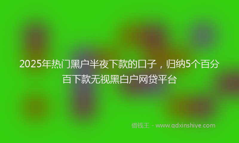 2025年热门黑户半夜下款的口子，归纳5个百分百下款无视黑白户网贷平台