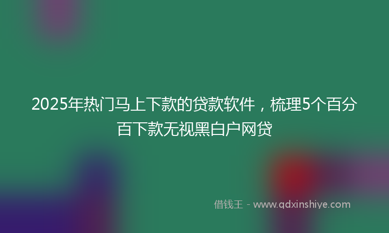 2025年热门马上下款的贷款软件，梳理5个百分百下款无视黑白户网贷