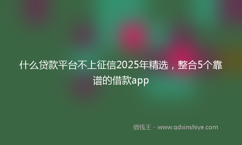什么贷款平台不上征信2025年精选，整合5个靠谱的借款app