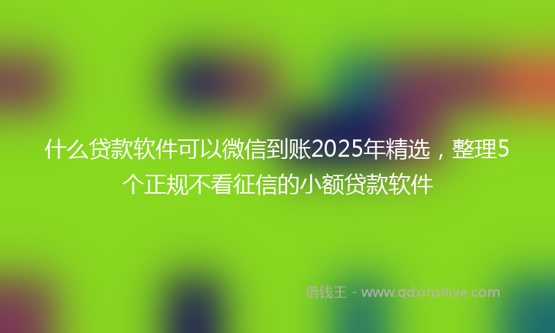 什么贷款软件可以微信到账2025年精选，整理5个正规不看征信的小额贷款软件