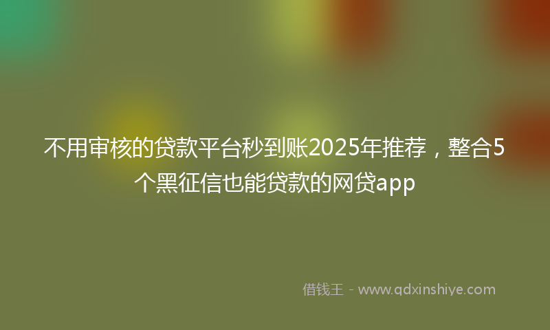 不用审核的贷款平台秒到账2025年推荐，整合5个黑征信也能贷款的网贷app