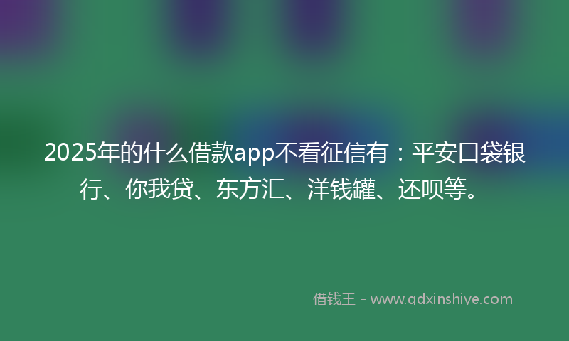 2025年的什么借款app不看征信有：平安口袋银行、你我贷、东方汇、洋钱罐、还呗等。