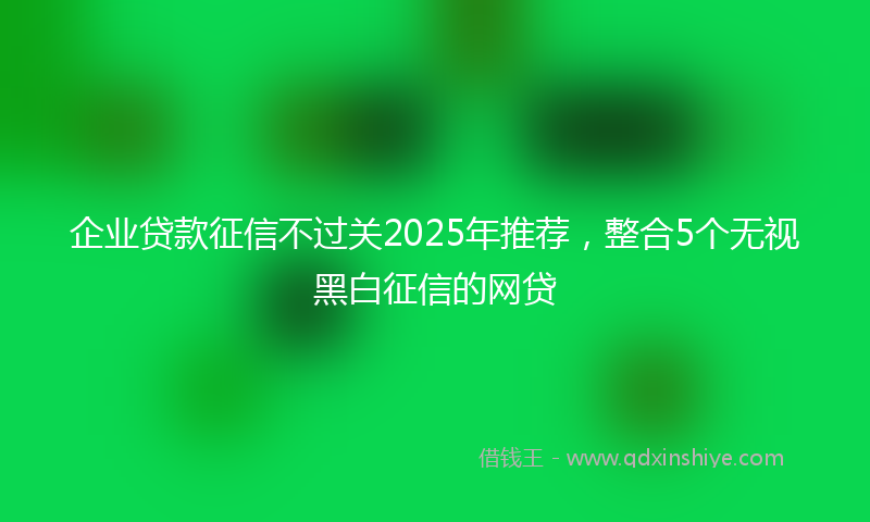 企业贷款征信不过关2025年推荐，整合5个无视黑白征信的网贷