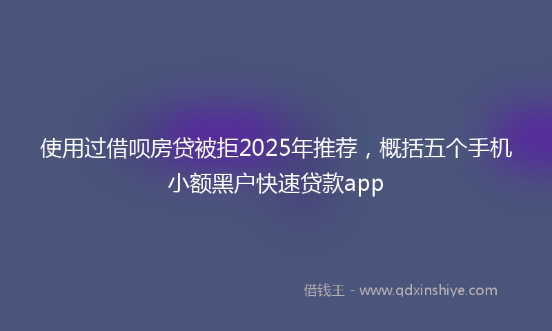 使用过借呗房贷被拒2025年推荐，概括五个手机小额黑户快速贷款app
