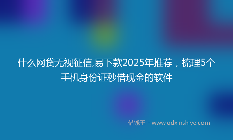 什么网贷无视征信,易下款2025年推荐，梳理5个手机身份证秒借现金的软件