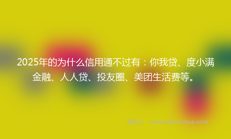 2025年的为什么信用通不过有：你我贷、度小满金融、人人贷、投友圈、美团生活费等。