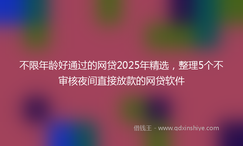 不限年龄好通过的网贷2025年精选，整理5个不审核夜间直接放款的网贷软件
