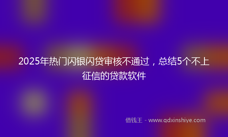 2025年热门闪银闪贷审核不通过，总结5个不上征信的贷款软件