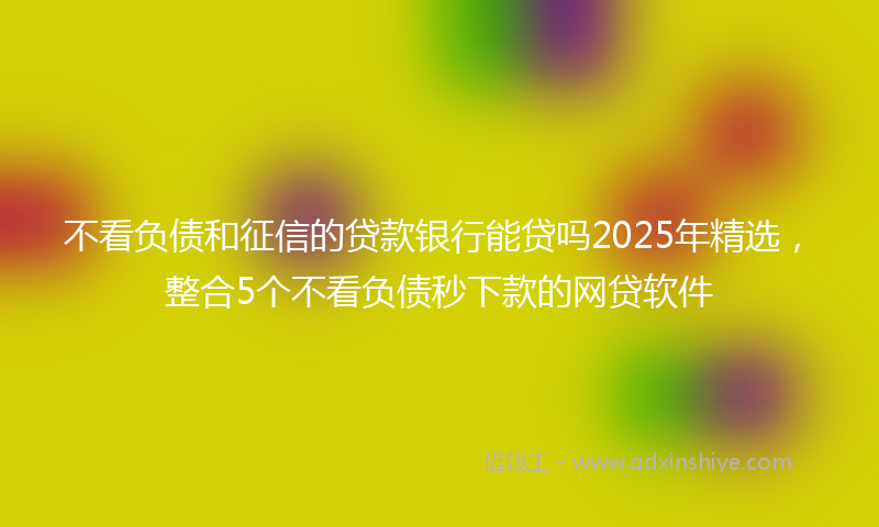 不看负债和征信的贷款银行能贷吗2025年精选，整合5个不看负债秒下款的网贷软件
