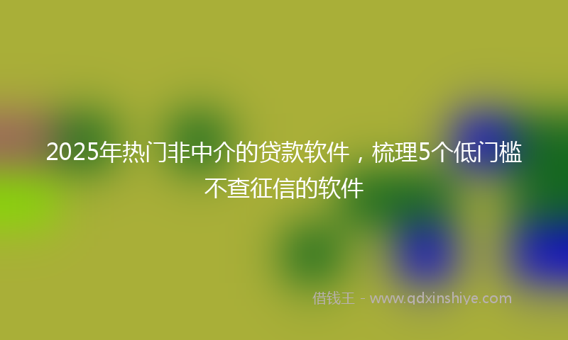 2025年热门非中介的贷款软件，梳理5个低门槛不查征信的软件