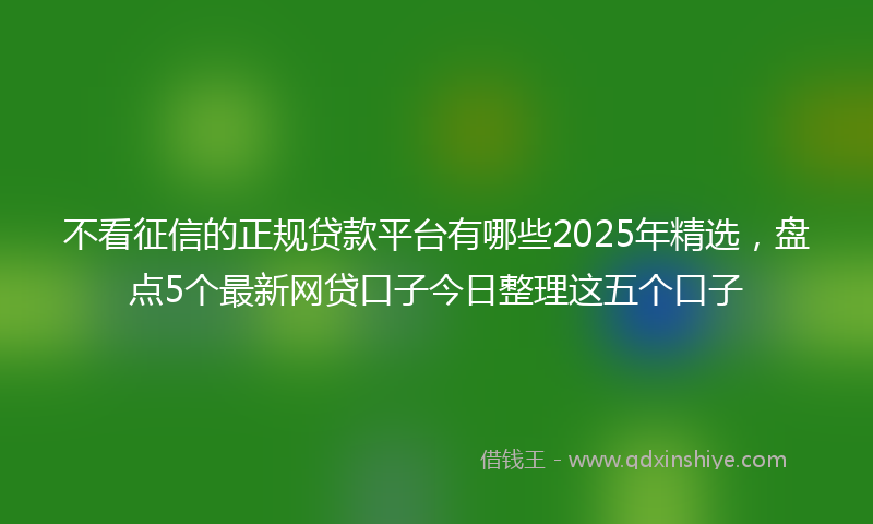 不看征信的正规贷款平台有哪些2025年精选，盘点5个最新网贷口子今日整理这五个口子