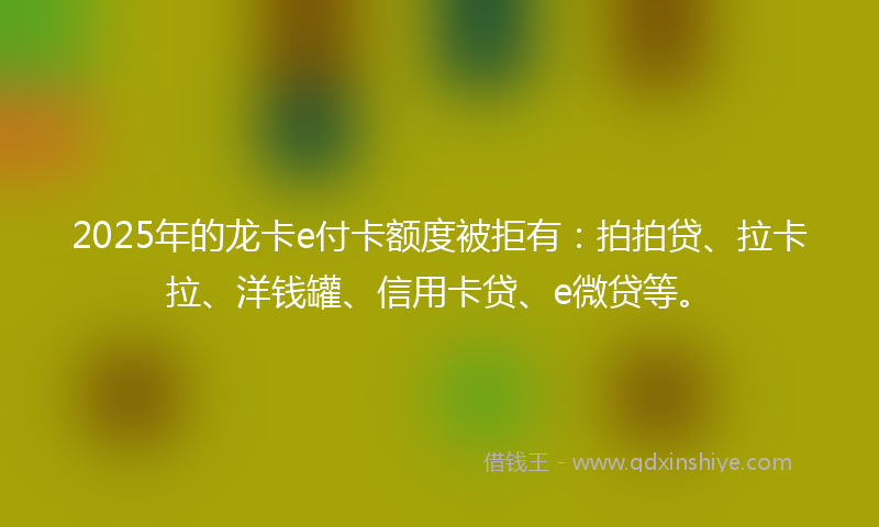 2025年的龙卡e付卡额度被拒有：拍拍贷、拉卡拉、洋钱罐、信用卡贷、e微贷等。