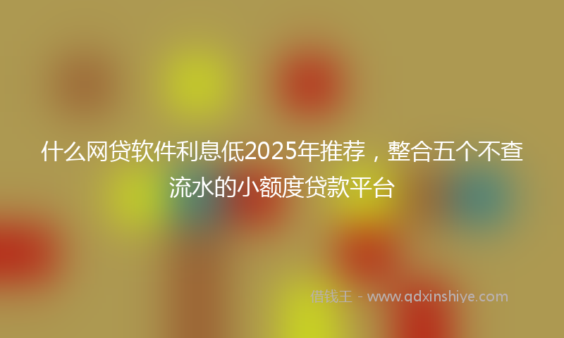 什么网贷软件利息低2025年推荐，整合五个不查流水的小额度贷款平台