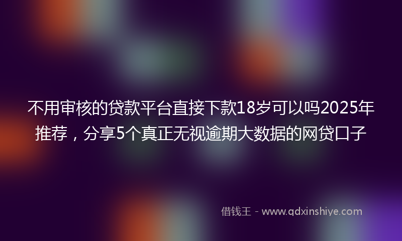 不用审核的贷款平台直接下款18岁可以吗2025年推荐，分享5个真正无视逾期大数据的网贷口子