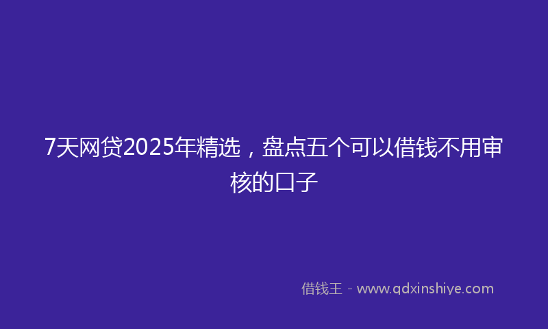 7天网贷2025年精选，盘点五个可以借钱不用审核的口子